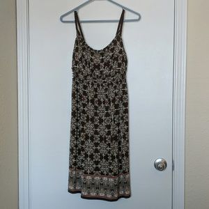 Brown w/ Coral Detail, Woven Straps, Empire Waist